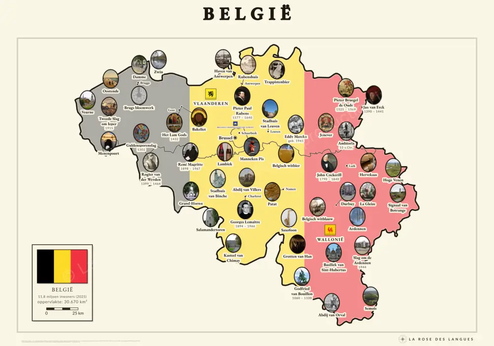 België geïllustreerd — Regio’s in kleur — wandkaart
