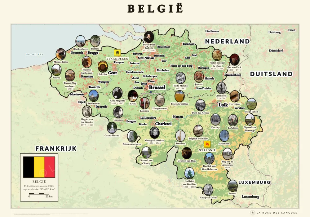 België geïllustreerd — Reliëf in kleur — wandkaart