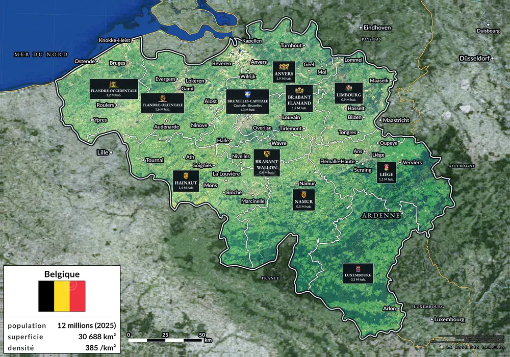 La Belgique, province par province — Sans titre, la carte seule — carte murale