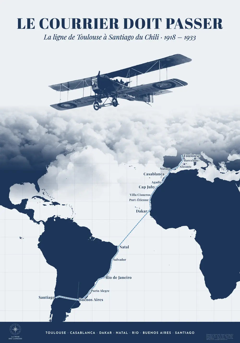 Le courrier doit passer — Bleu azur — carte murale