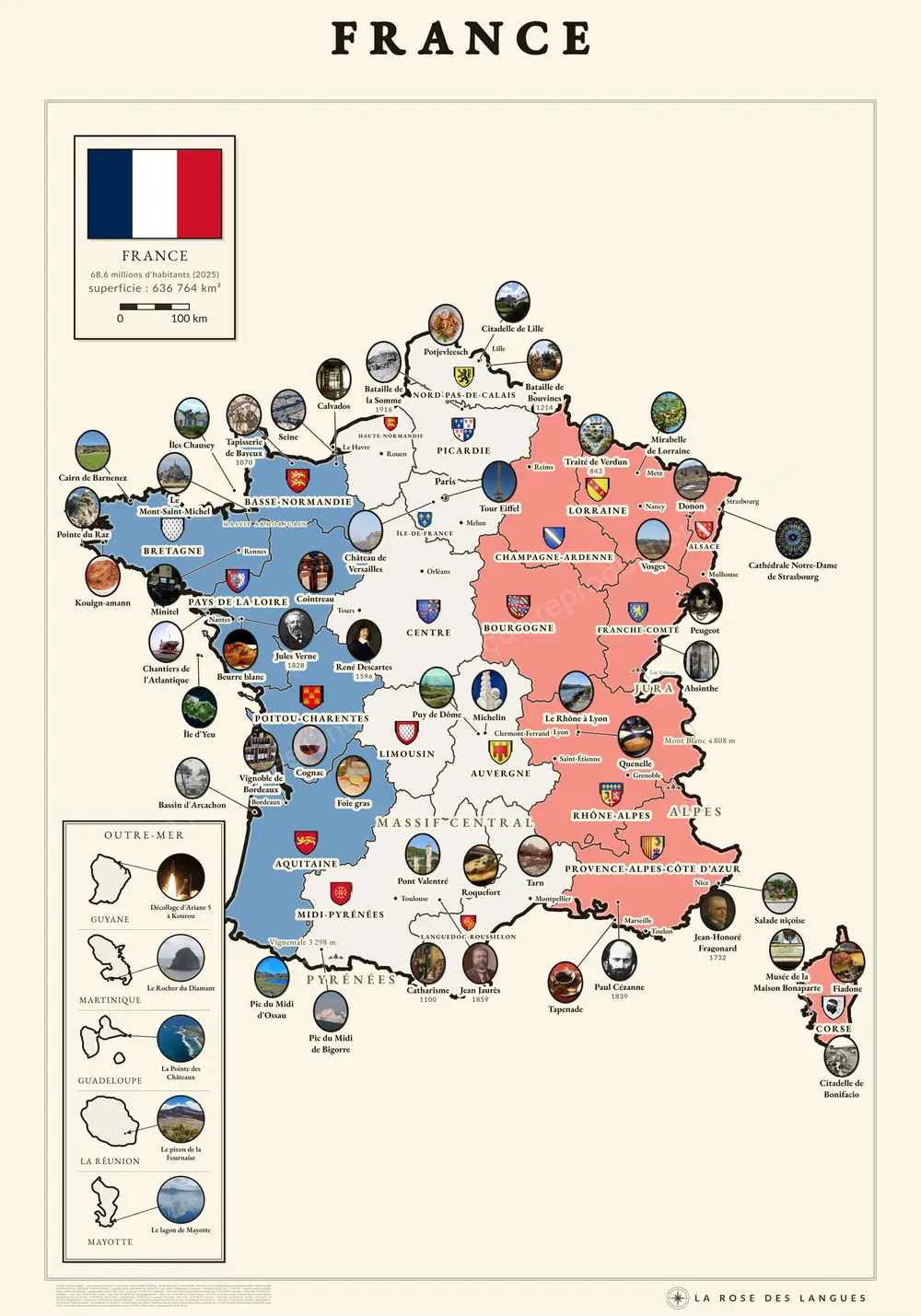 La France illustrée — Régions en aplats — carte murale
