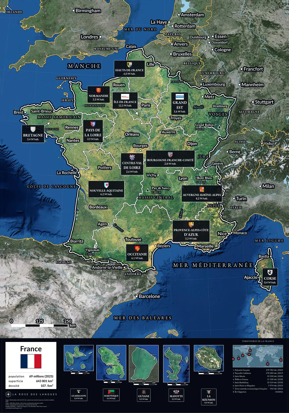 La France, région par région — Sans titre, la carte seule — carte murale