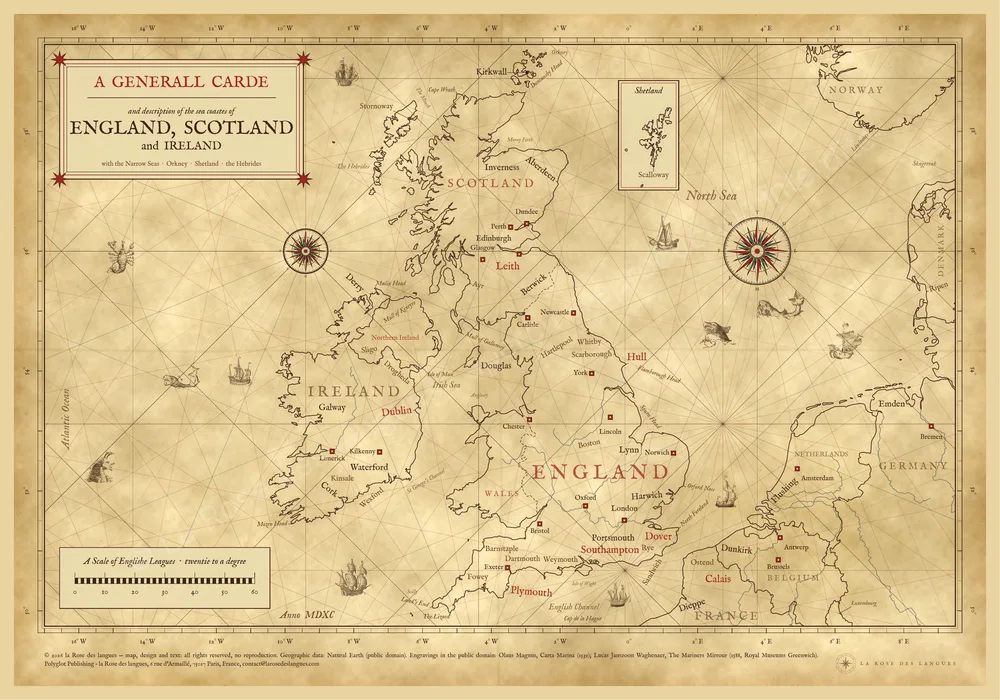 Le Royaume-Uni — Portulan illustré — carte murale